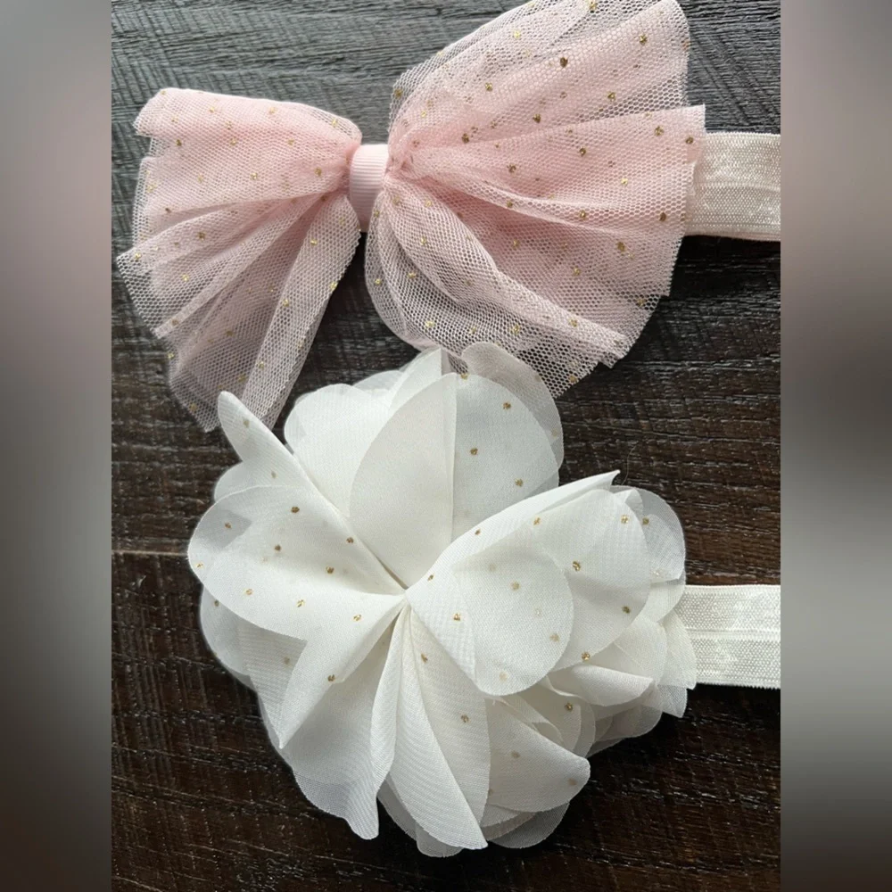 Set of two tulle baby bow wraps
